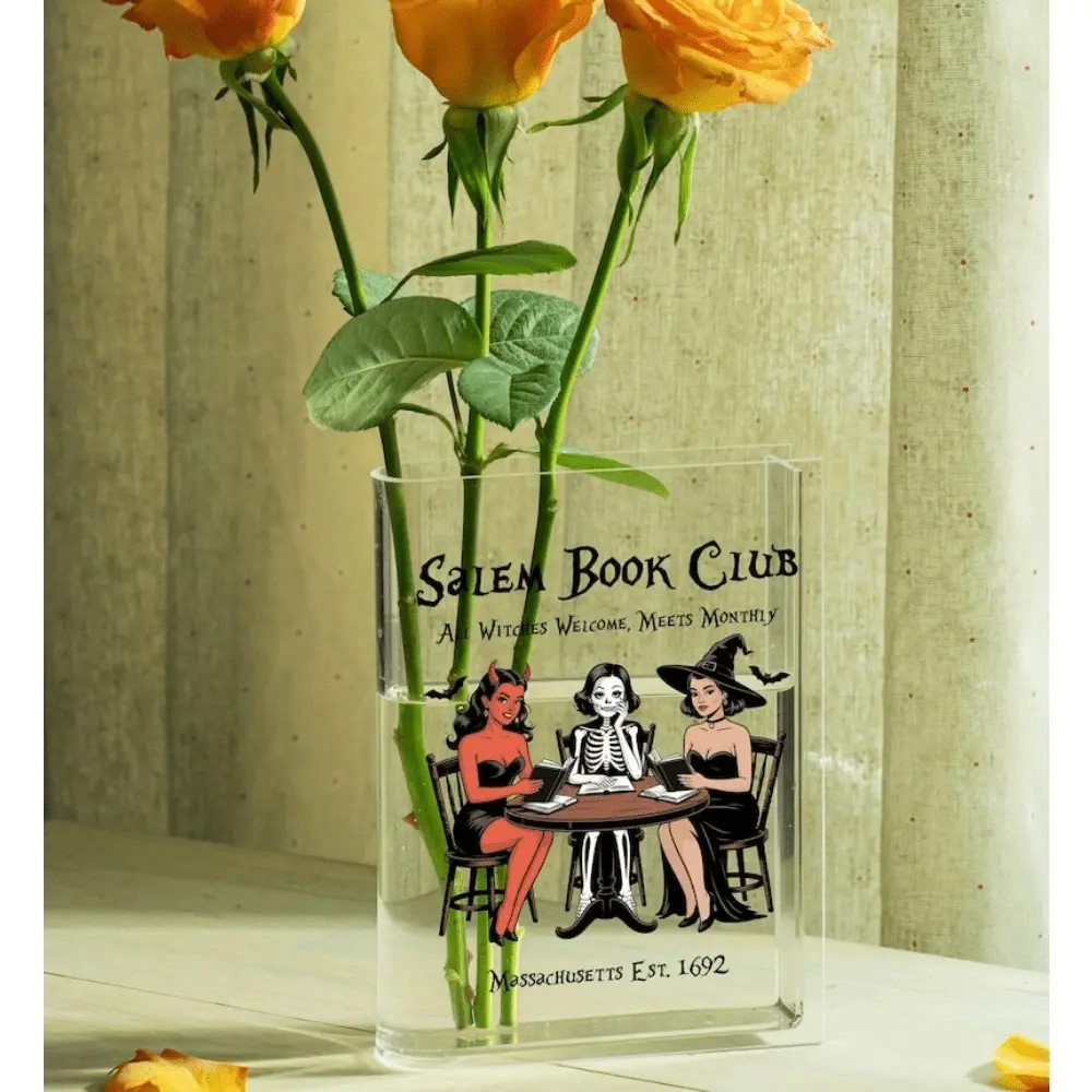 1 Book-shaped Acrylic Vase – Bookend-style flower vessel for shelf decor. Modern rectangular book vase, suitable for home and desk display or as a gift for book lovers – acrylic book sculpture.