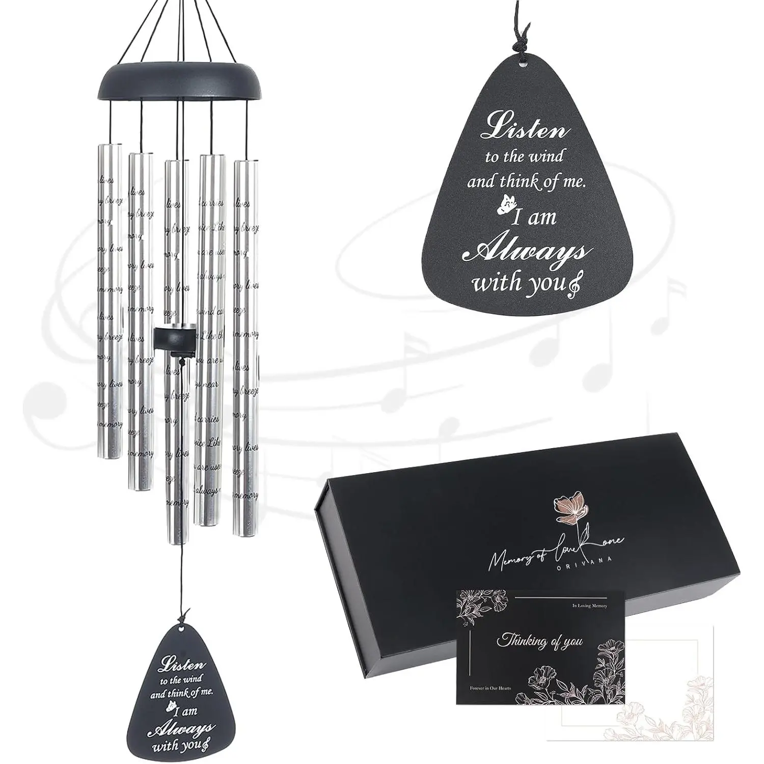 Memorial Wind Chimes for Loss of Loved  Memorial Sympathy Wind Chimes Gifts for Loss of Dad Mom Grandpa Condolence Remembrance Deep Tone Wind Chimes for Outside Decoration (Patio, Graden, Yard)