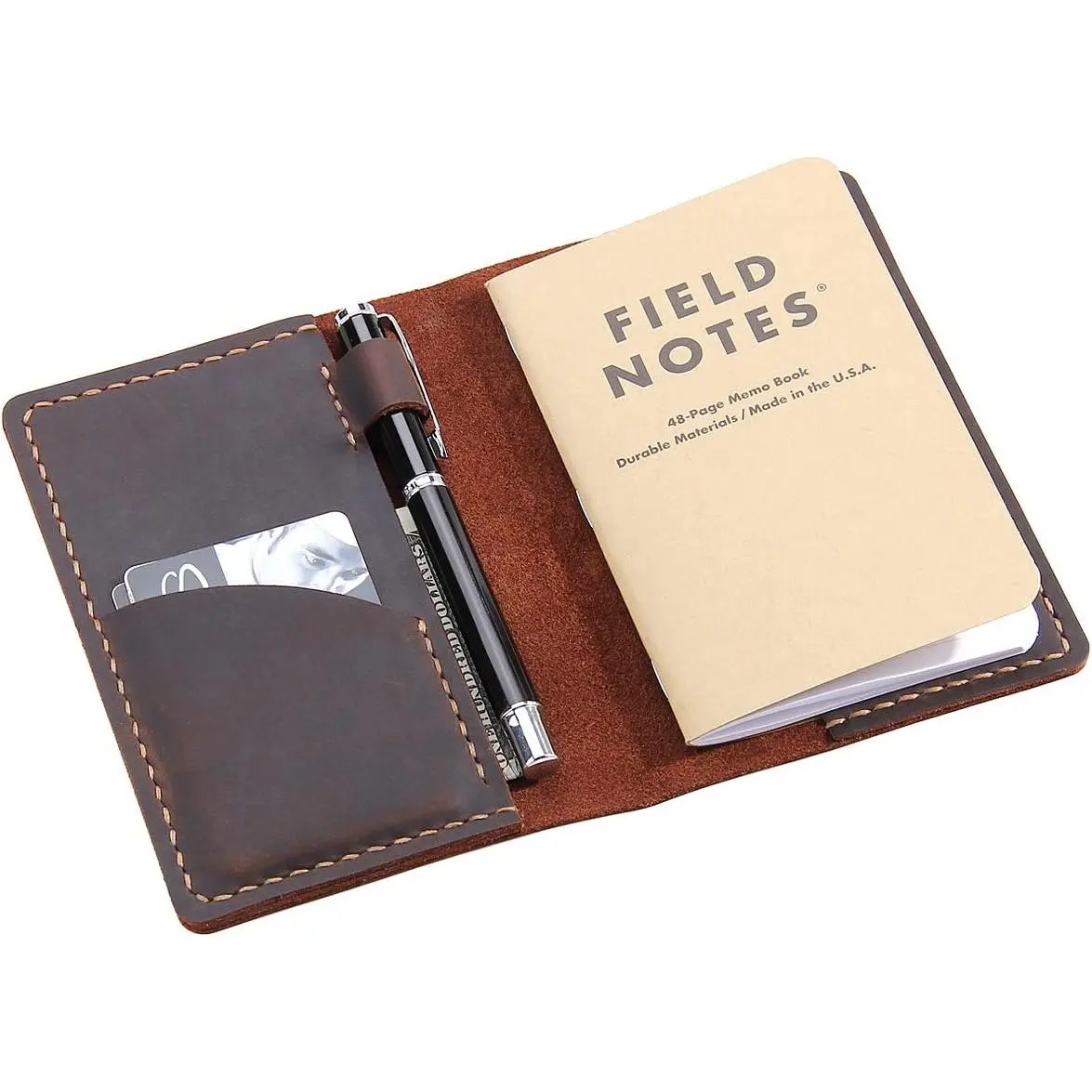 Leather Journal Cover for Field Notes, Notebook Cover for Moleskine Cahier,   Leather Cover for 3.5" x 5.5" Notebooks, Coffee