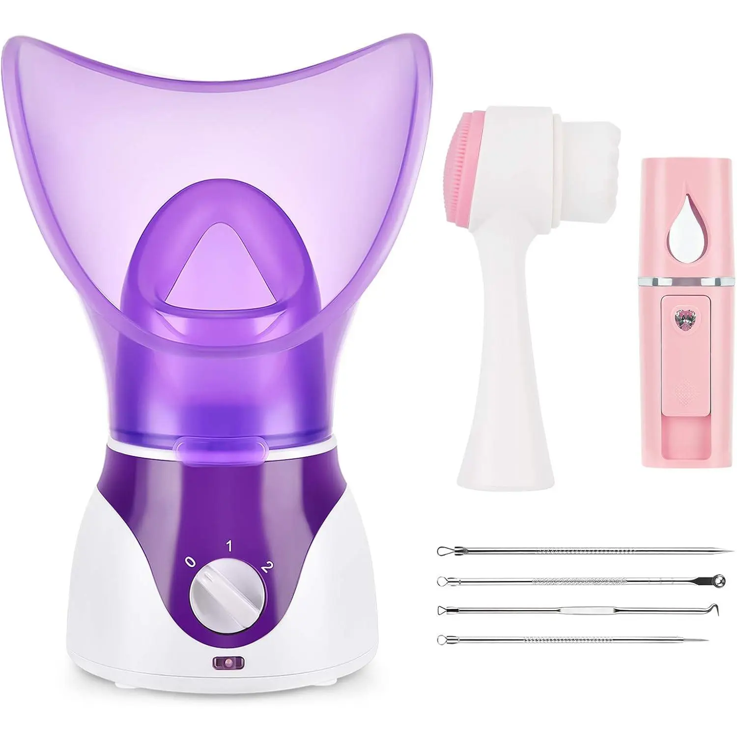 Facial Steamer for Face Nano Facial Mister Sprayer Set, Face Steamer for Facial Deep Cleaning, Portable Mini Face Steamer for Clogged Pore, Sinuses (Include Blackhead Remover Kit, Brush)