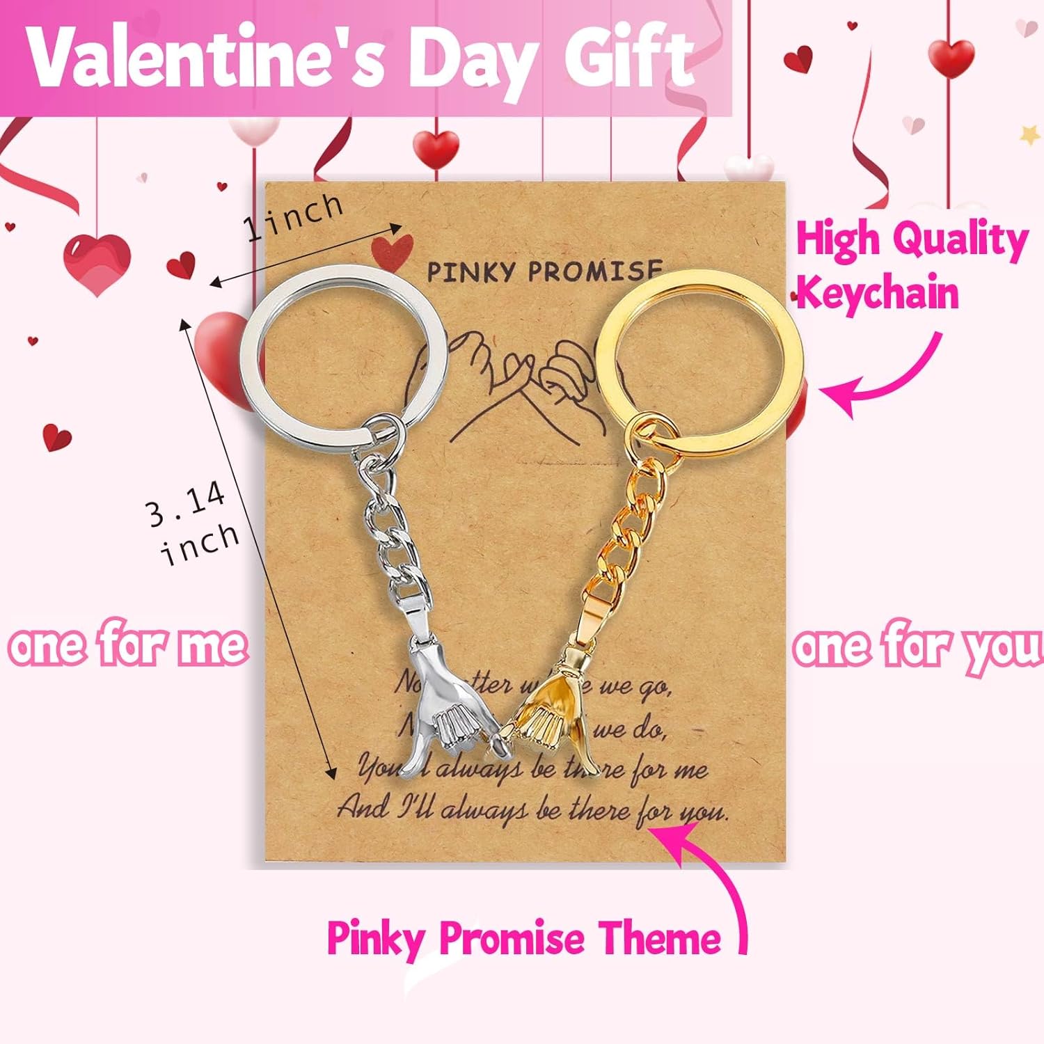 Gifts for Boyfriend - 2PC Pinkie Promise Matching Couples Keychain Gift for Boyfriend Girlfriend Long Distance