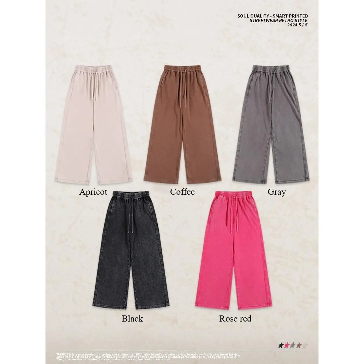 Elastic Waist Vintage Washed Sweatpants for Men Loose Fit Unisex Solid Casual Long Pants All Match Streetwear Trousers