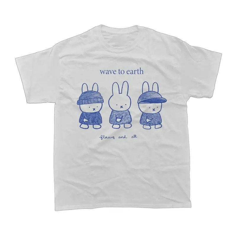 Wave To Earth Miffy Cartoon Print Unisex Oversized T Shirt Soft Cotton Short Sleeve Tee Korean Aesthetic Streetwear Gen Z Fashion Casual Daily Summer Top Couple Matching Shirts Cute Graphic Loose Fit Tee fashionable wear