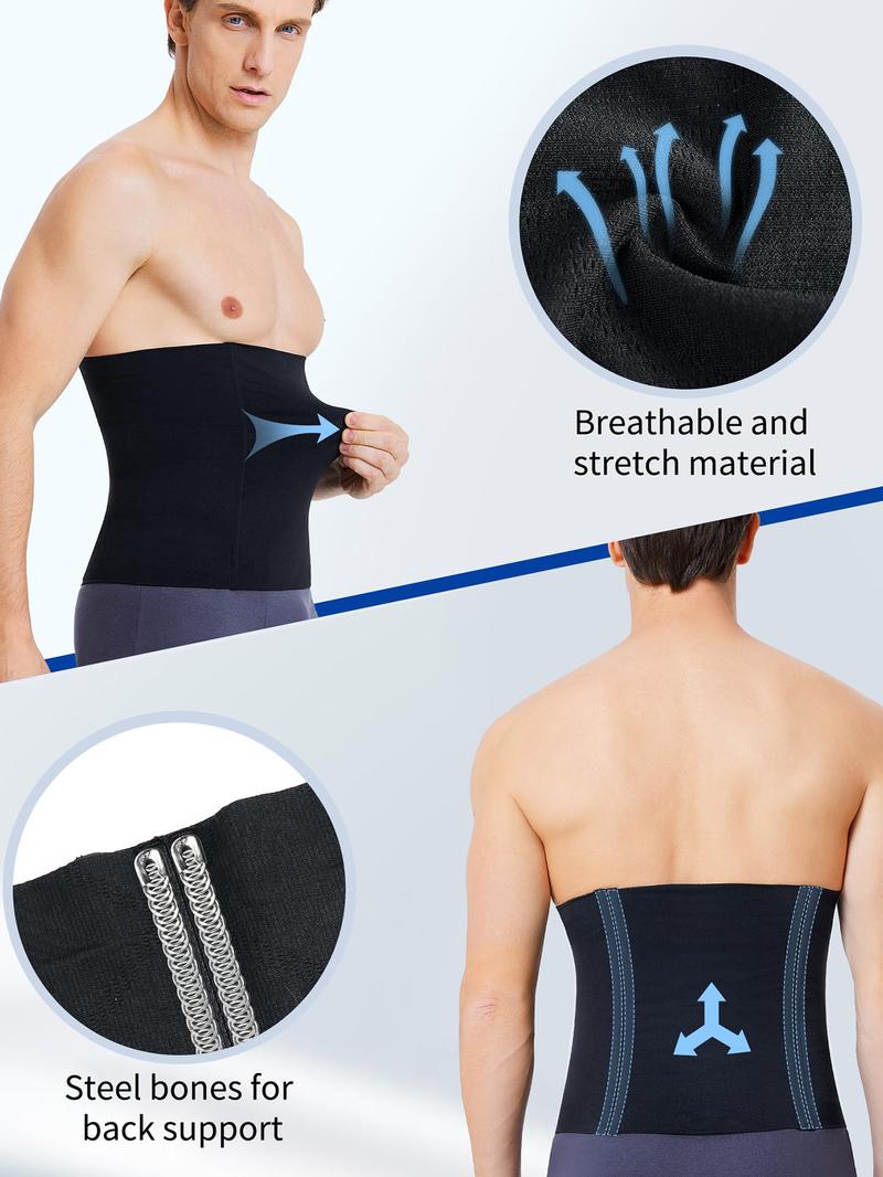 Men's Solid High Stretch Waist Trainer, Breathable Comfortable Waist Cincher, Tummy Control Shapewear for Men, Waist Training Belt, Waist Trimmer Cincher