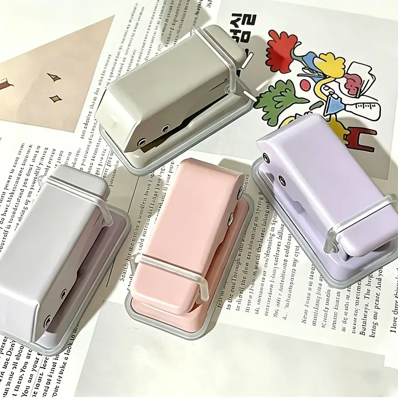 4pcs Mini Puncher Set, Smooth Hole Puncher, Single Hole Binder Ring Punch Machine, Small Cute DIY Craft Punch Tool, Portable Paper Puncher