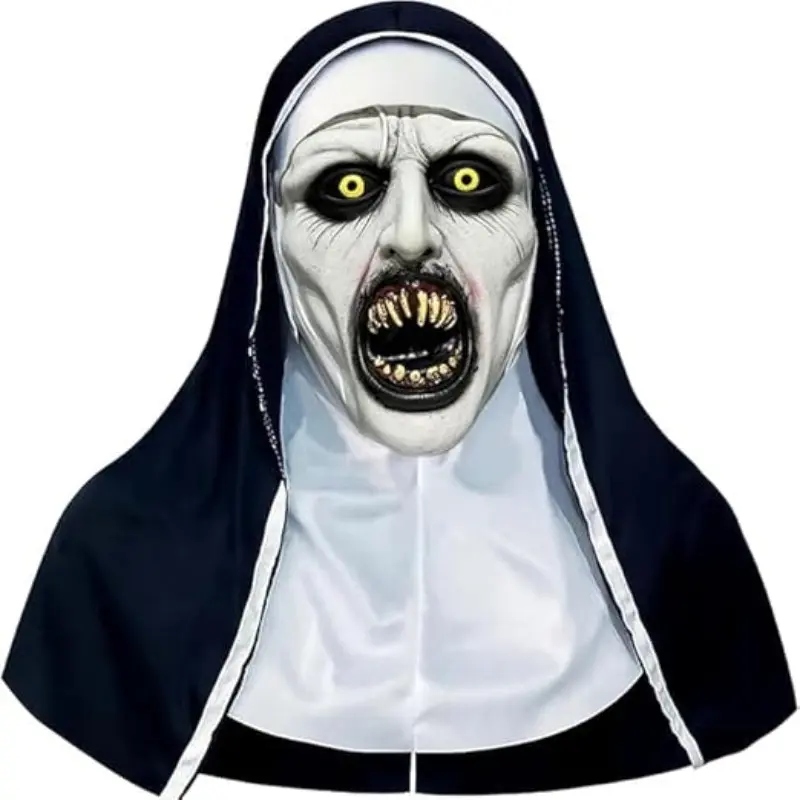 Nun Horror Mask, 2027 Halloween Full Head Nun Latex Mask, Mask Design, Perfect for Cosplay, Creepy Nun Costume, Ideal for Halloween Parties
