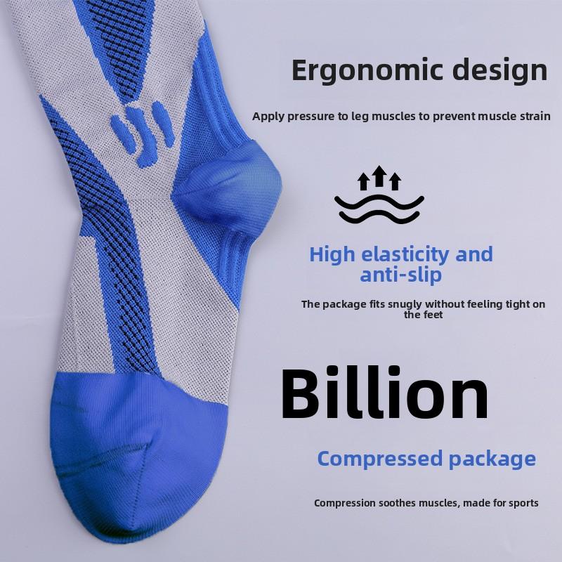 Professional stockings over knee socks thermal pressure socks non-slip football socks men's marathon pressure compression calf socks grip soccer