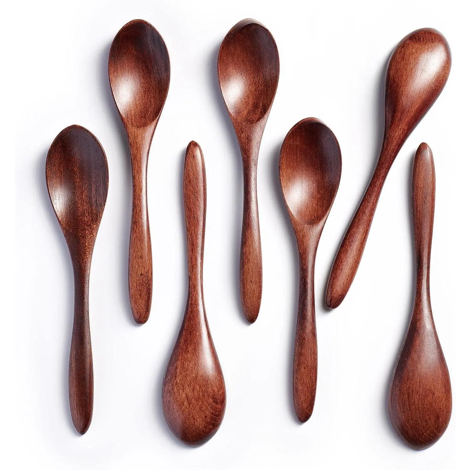 7 count Small Wooden Spoons, 5.8 Inch Honey Spoons for Tea, Hardwood Wooden Honey Teaspoon for Coffee, Little Tiny Wood Spoons, Bamboo Table Spoon for stirring, Wooden Spoons for Utensils Set