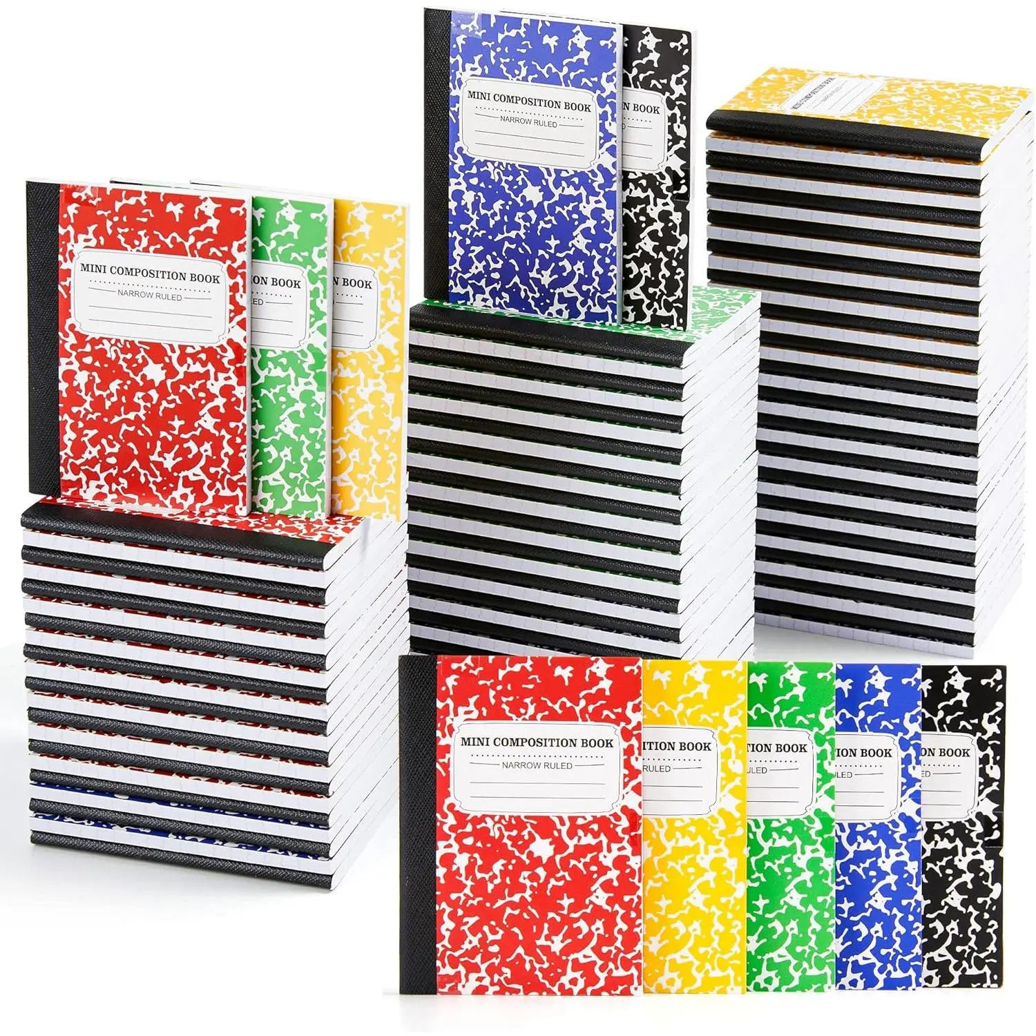 40 Pack Mini Composition Notebook Bulk, Cute Pocket Composition Note Pad, Small Journal Notebooks for Students College School Supplies, 4.5" X 3.25", Narrow Ruled, 5 Marble Covers