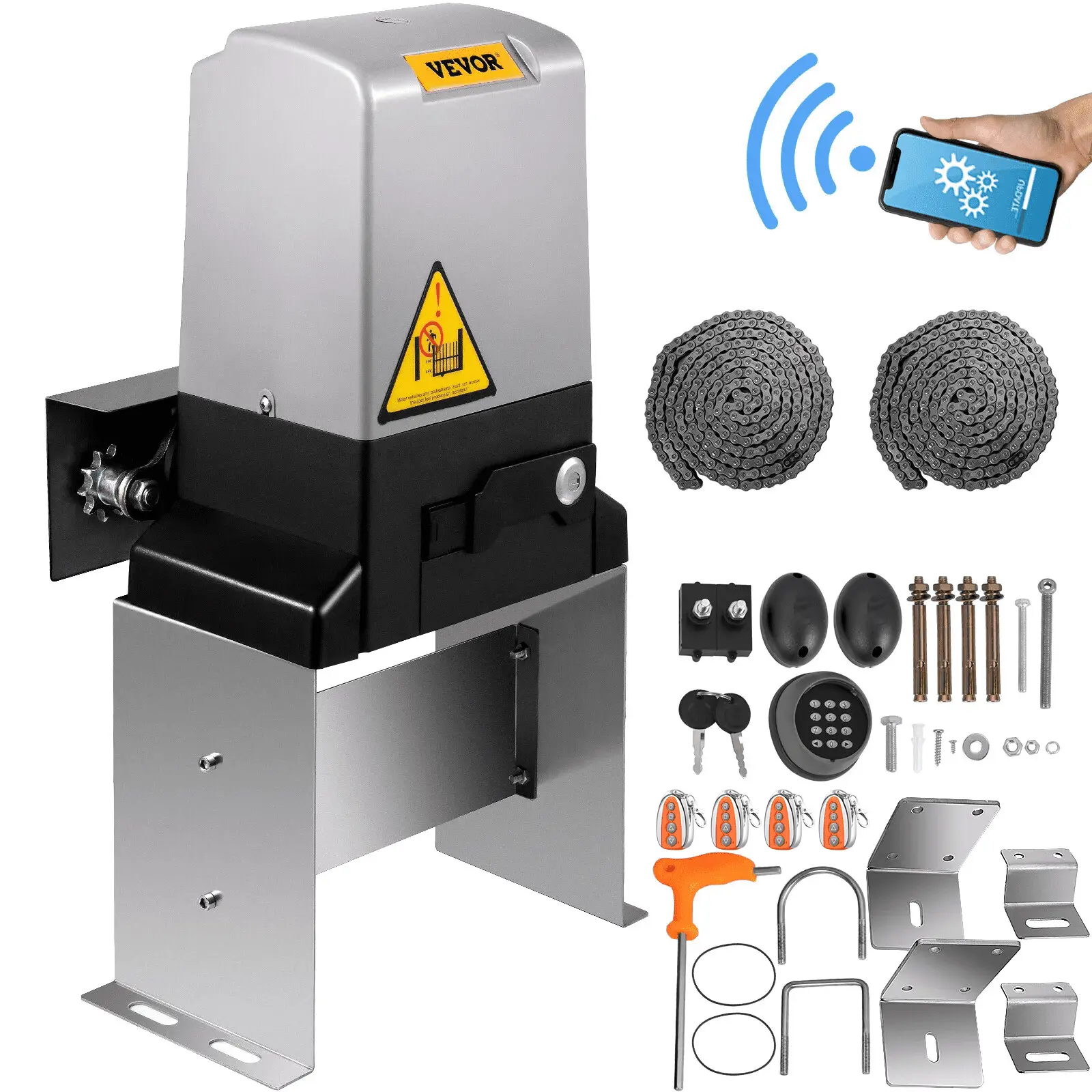 【DealsForYouDays】VEVOR Sliding Gate Opener 3300 LBS Automatic Sliding Gate, Gate Opener Motor with 2 Remote Controls, 230 ft Remote Distance Driveway Rolling Gate, Automatic Sliding Gate Opener for Sliding Gate