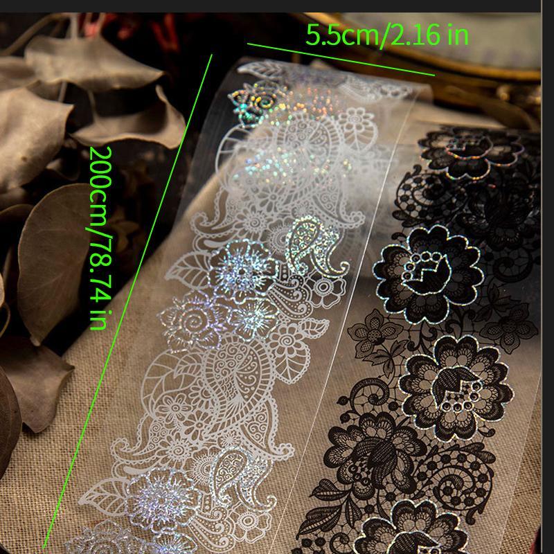 Lace Pattern Tape, 1 Roll Random Color Exquisite Vintage Floral Print Lace Decorative Tape, DIY Decorative Tape for Scrapbooking, Journaling, Gift Wrapping, Craft Making, Elegant Floral Lace