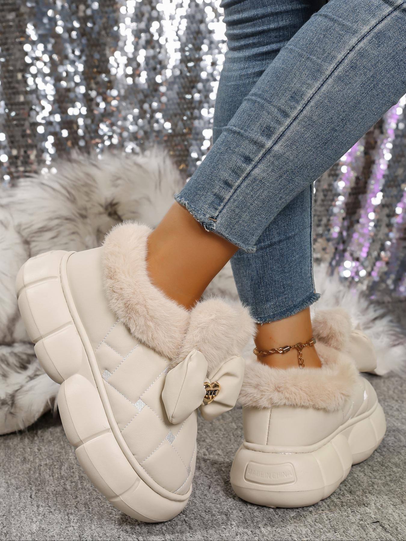 Women's Winter Warm Plush Slippers, fashionable soft slippers, Cartoon Rabbit Ear Design, Indoor Home Shoes, Comfortable Fleece Lining, Fall & Winter Footwear