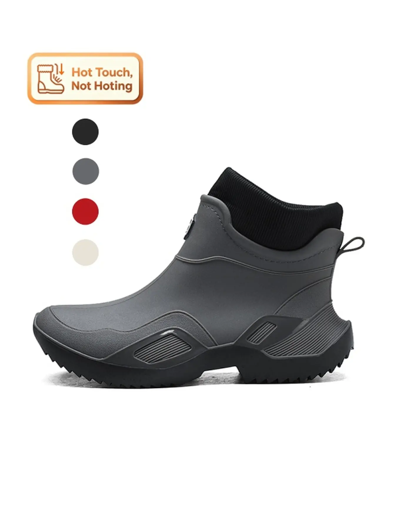 men trendy fleece lined short rain Rubber boots wear resistant non slip waterproof boots thick cushion sole for daily outdoor work