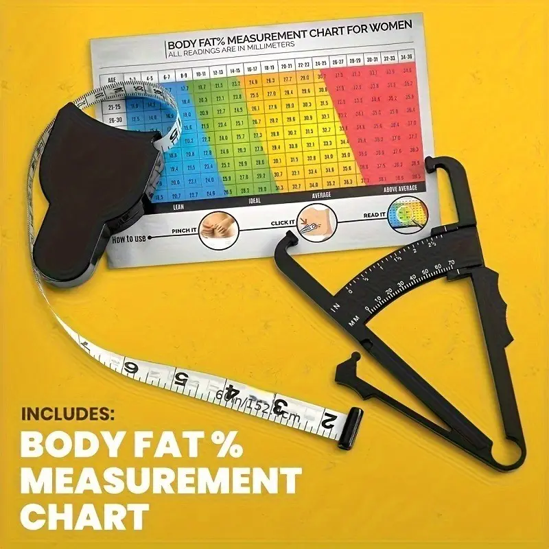 2pcs/set Body Fat Caliper and Waist Measurement Tape Set, Handheld Fat Caliper and Tape Combination, Unisex Portable Fitness Measuring Tool