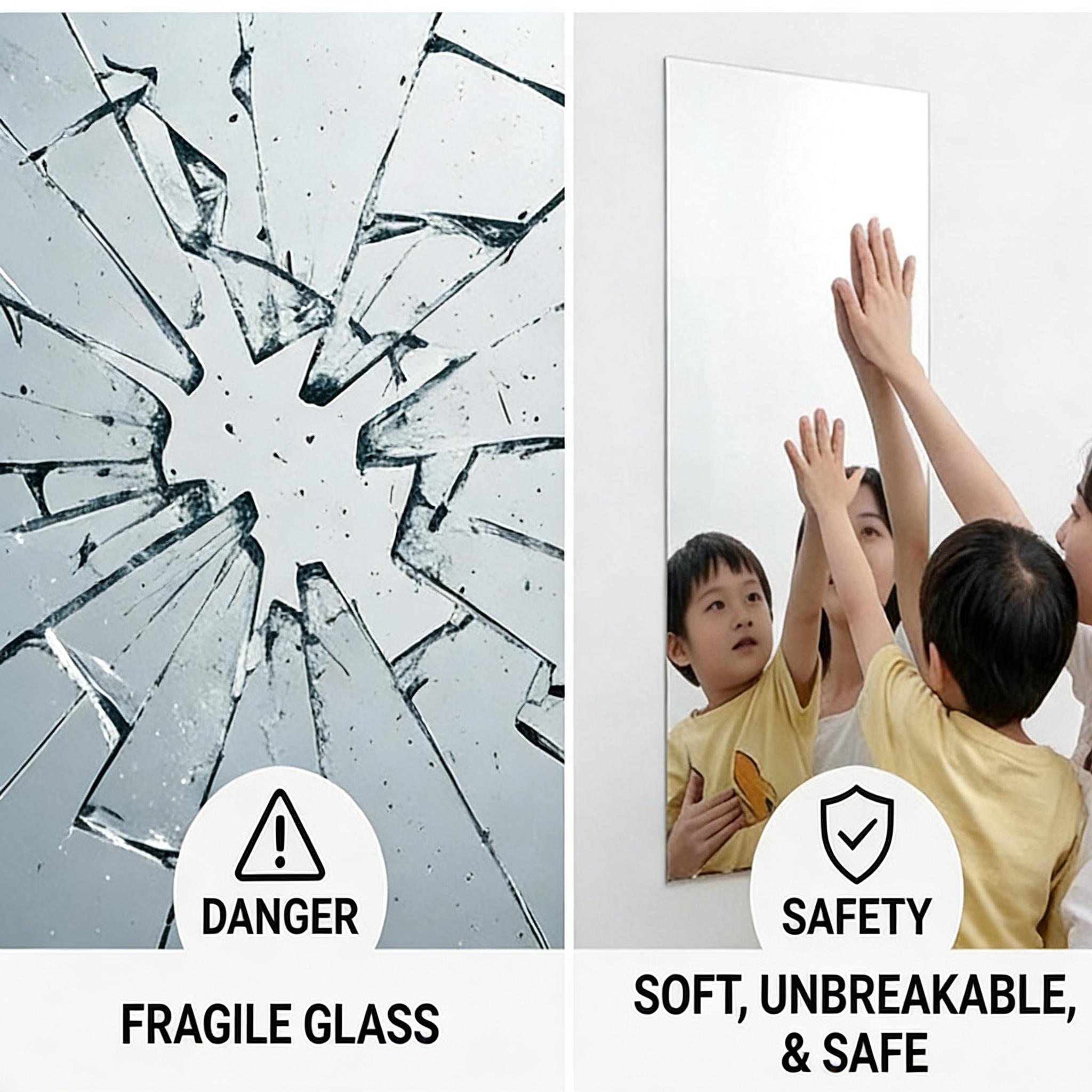 20×40 inch Self - adhesive Soft Glass Mirror Sticker with Backing Tape! Ideal for self - service areas, glass doors, and home use, especially bedrooms. With easy installation, it offers high - quality reflection, serving as a full - length mirror.