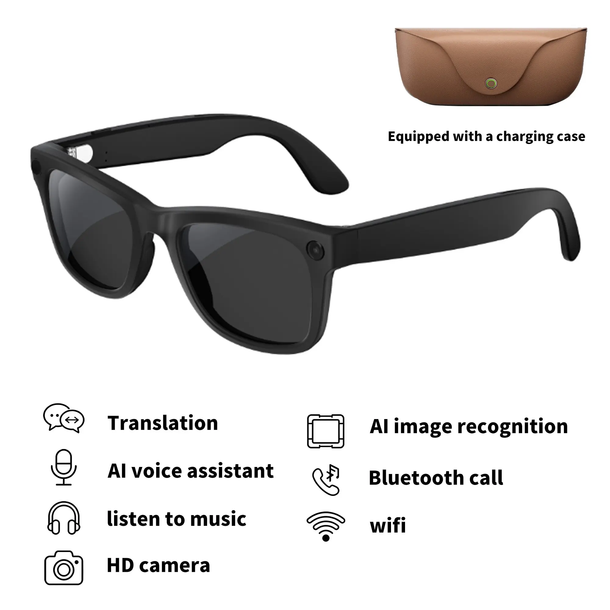 Mt5 Ultra Ai Smart Glasses, 8mp HD Camera, Real-Time Translation, Bluetooth-compatible Call, Open Ear Audio, 300mah Battery, Travel & Daily Use