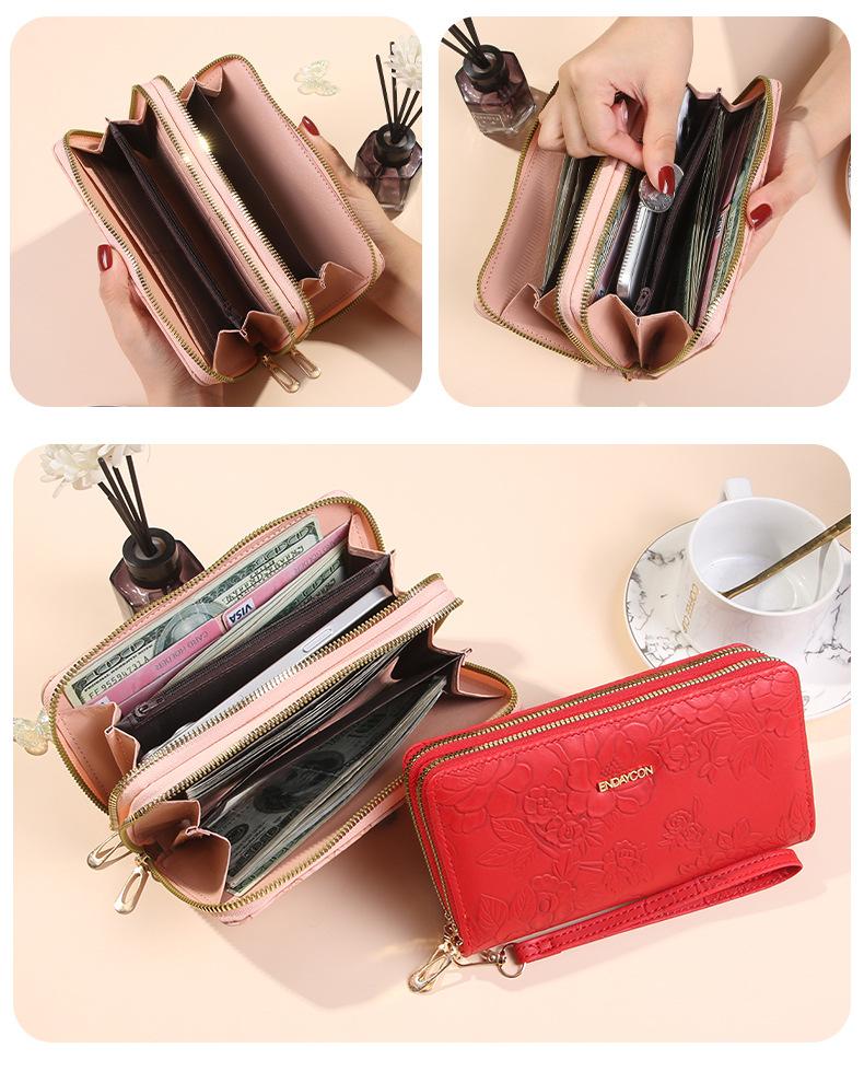 Long Wallet for Women, Large Capacity Zipper Clutch Wallet with Phone Pocket, Stylish Double Layer Wristlet Purse, Lightweight Daily Wallet for Travel, Shopping and Gifts