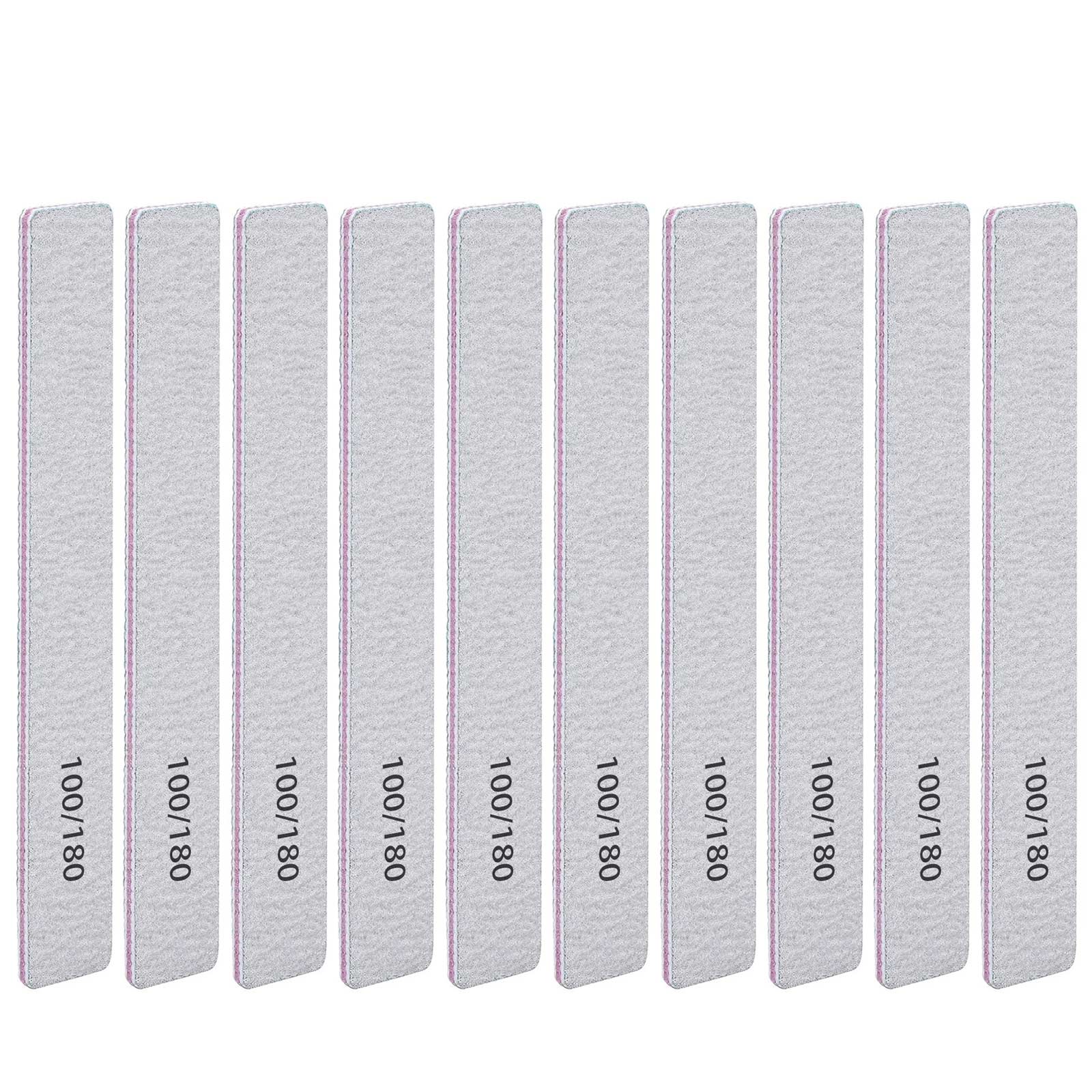 Square double-sided sandpaper nail file, professional manicure polishing tool, 100/180 grit difference design for double-sided use, suitable for gel nail polish, portable shaping tool, double-sided polishing function, manicure salon dedicated care tool