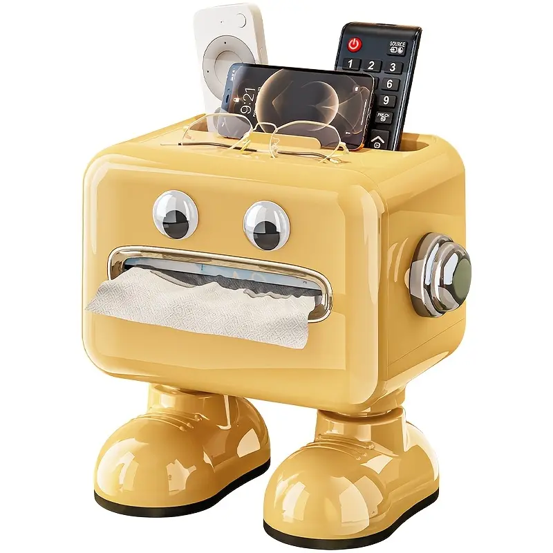A Creative Astronaut-designed Fashionable Cartoon Tissue Dispenser Box, a Multifunctional Tissue Holder with a Phone and Glasses Rack, Suitable for Kitchens, Living Rooms, Bedrooms, and Bathrooms. This Waterproof Creative Dispenser Box Is a  Tissue