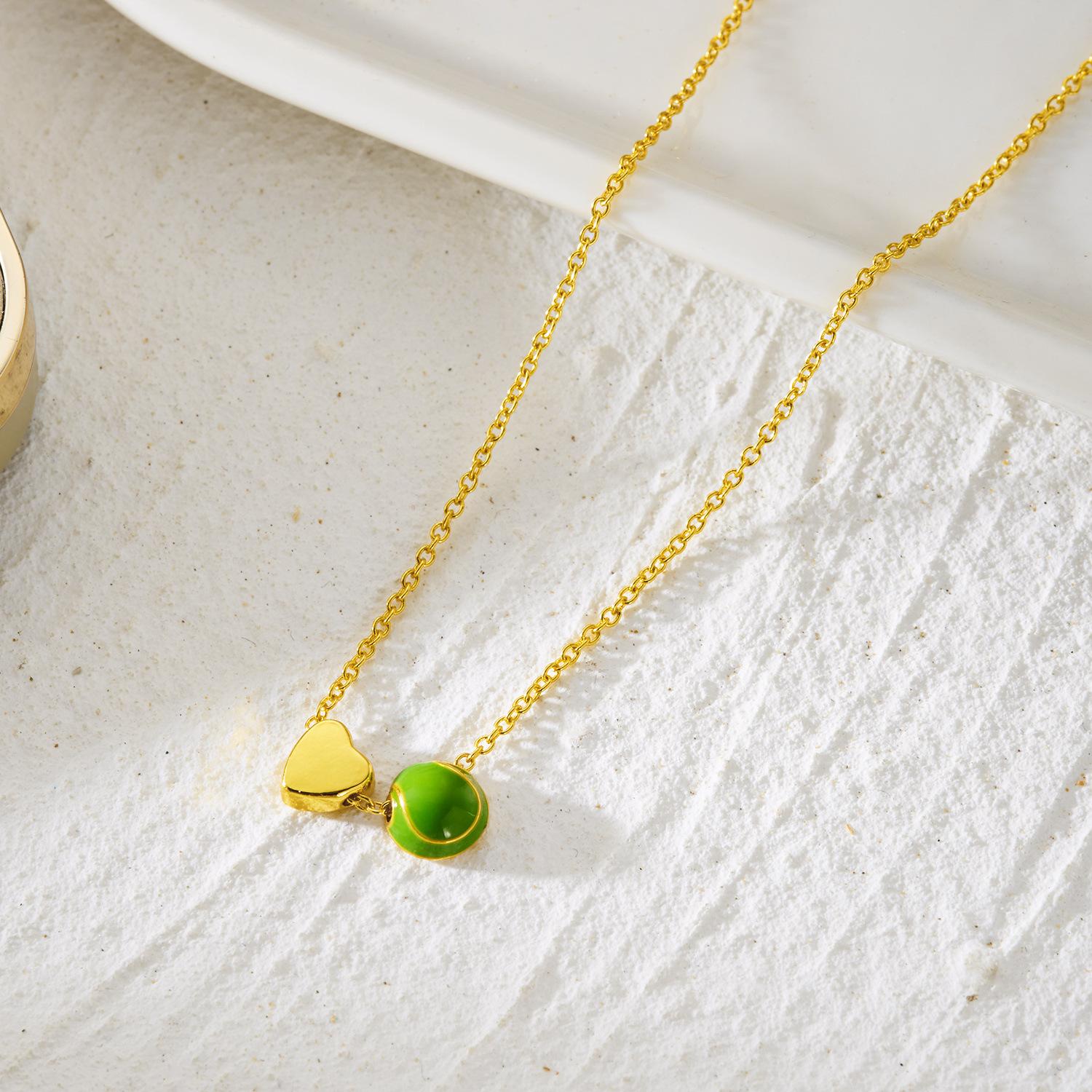 Minimalist Sports Alloy Heart Basketball Volleyball Pendant Necklace, Daily Wear Versatile Paper Card Chain, Fashionable Accessory