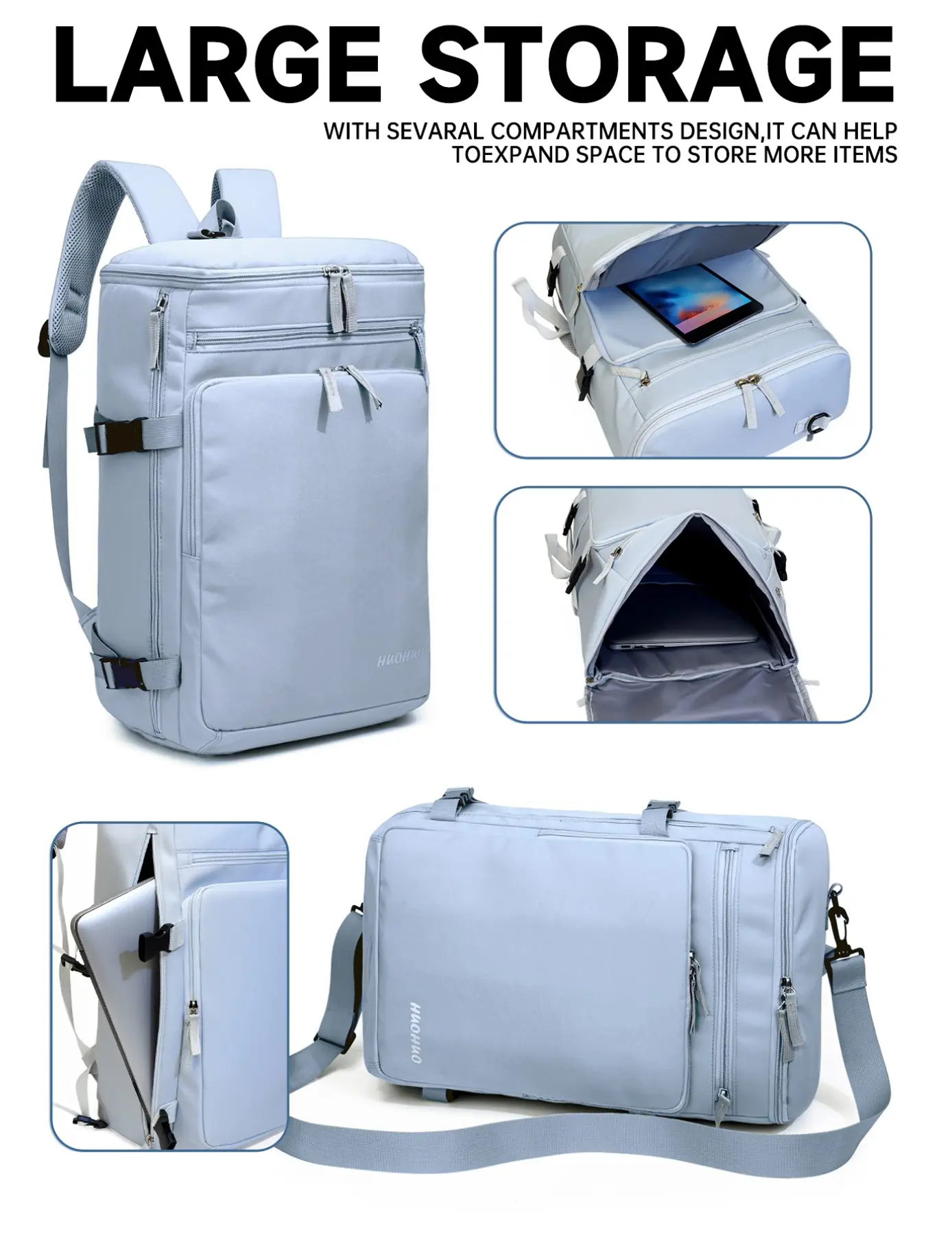 Travel backpack, suitable for both men and women, airline-certified business travel backpack, suitable for college students, 17-inch laptop compartment, adjustable shoulder straps, multi-compartment design, single or double shoulder backpack