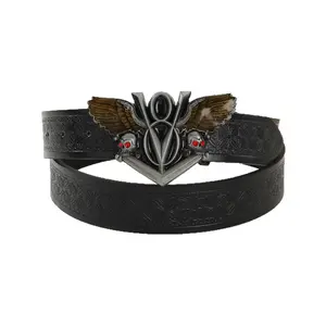 Punk Gothic Belt with Double Swords & Skull Buckle