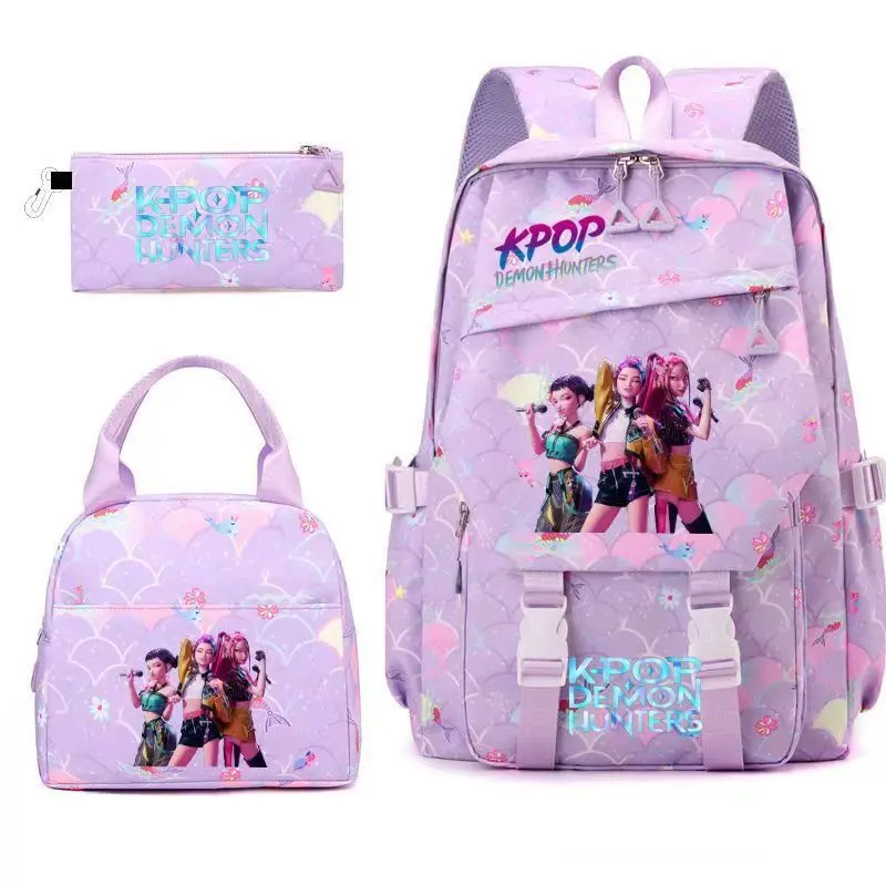 Book Bag Set, Cross-Border Huntress Team Student Three-Piece Backpack, Large Capacity Lightweight Schoolbag for All Seasons, School Backpacks