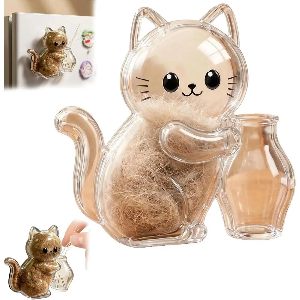 1 Pcs Cat Whisker Fridge Magnet – Clear Acrylic Pet Hair Container, Store your cat's fallen whiskers in this clear fridge magnet container. Magnetic backing sticks to fridge for home decor