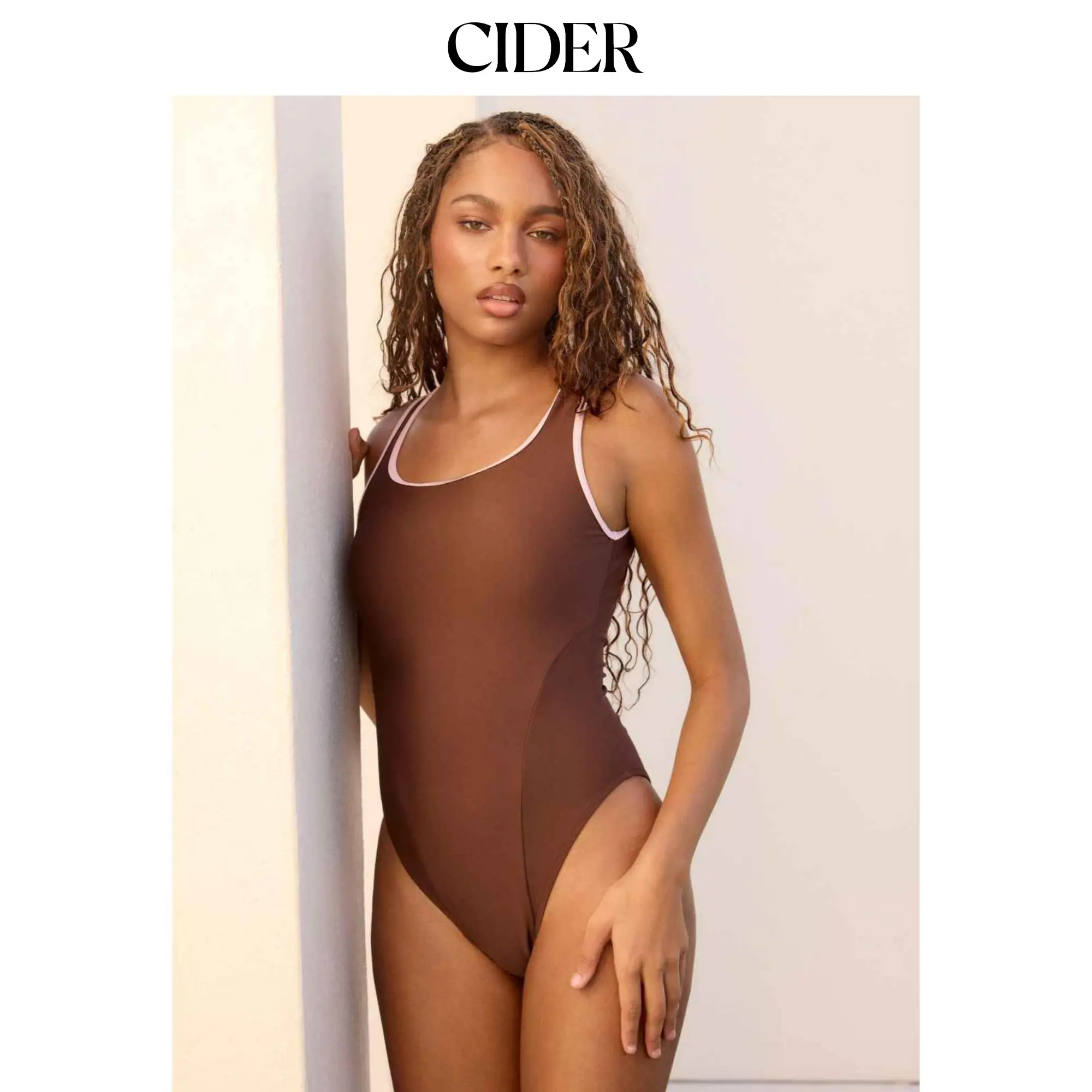 Cider Scoop Neckline Colorblock Cut Out One-piece Swimsuit