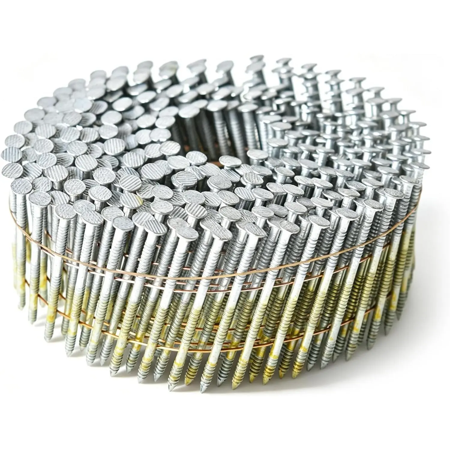 3600 count Wire Coil Siding Nails 0.092 x 1-1/4 In Hot-Dip Galvanized -Dipped Ring Shank Inclined 15  Full Round  Siding Nails of Lathing and Sheathing Materials