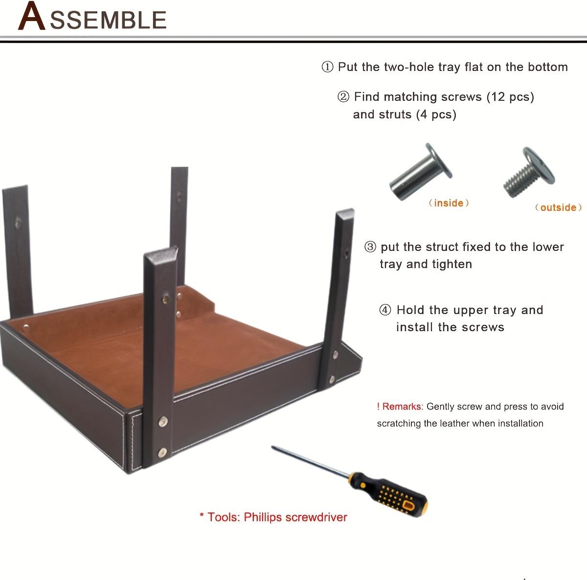 1 Black Brown Plain Double Layer Document Rack PU Leather Office File Storage File Tray