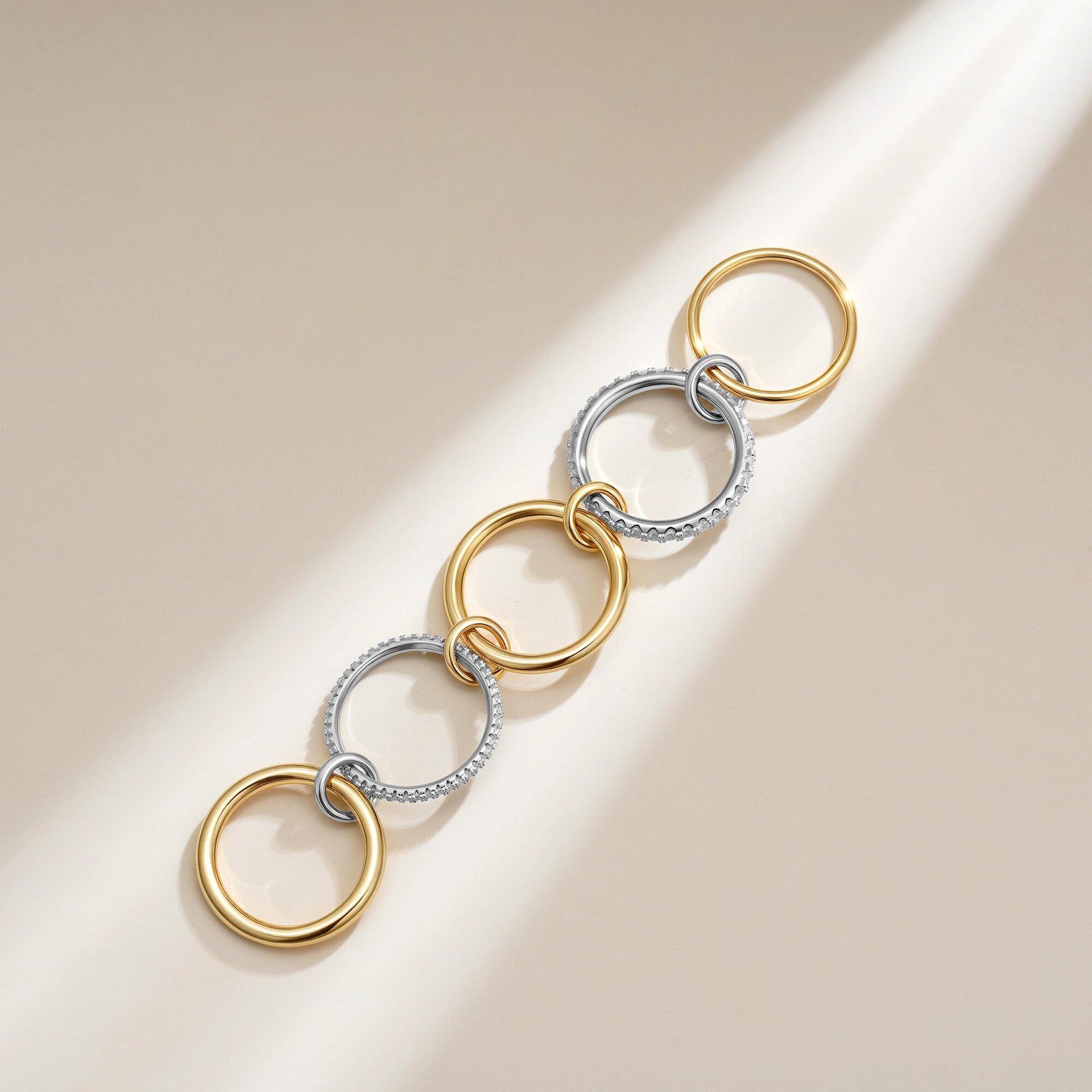 Interlocking Triple Band Ring, Micro Paved Blue Sapphire CZ Knot Ring, Luxury Statement Jewelry for Daily Wear & Parties, Perfect Gift