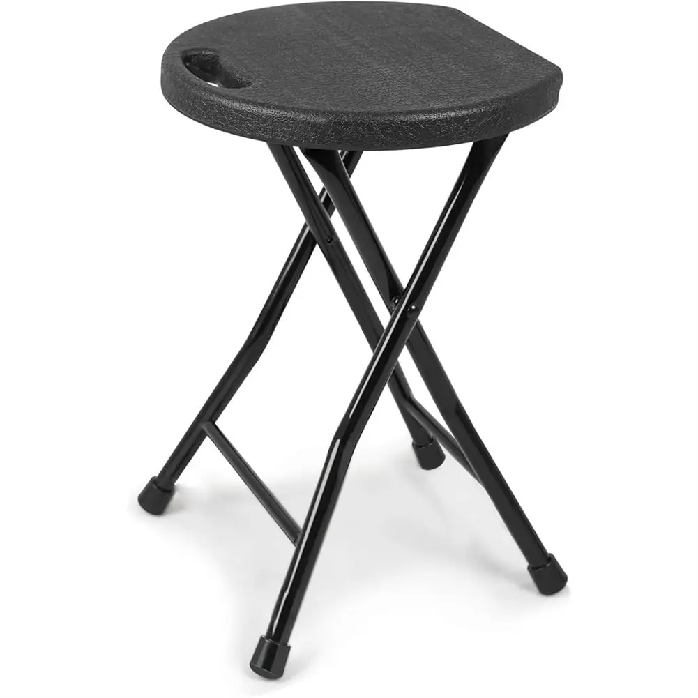 Heavy Duty Folding Reception Chair - Portable, 18-Inch Backless Stool, 600lbs Capacity, Lightweight Metal & Plastic, Non-Slip Feet, Built-in Handle - Ideal for Office, Reception, Kitchen, Dorm