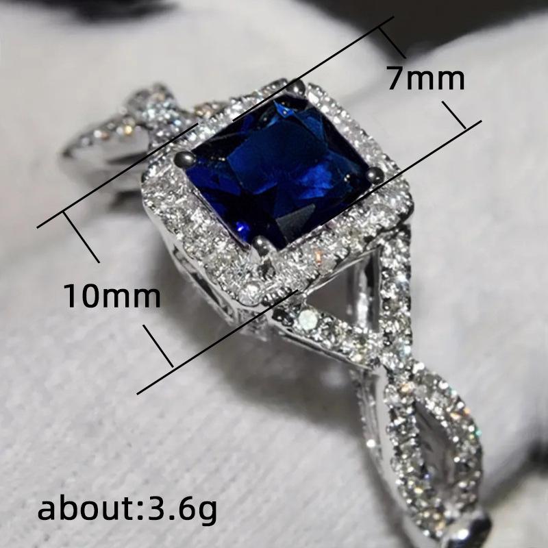 Luxury Cushion Cut Twisted Band CZ Ring for Women | Cross Geometric Stackable Engagement Statement Jewelry