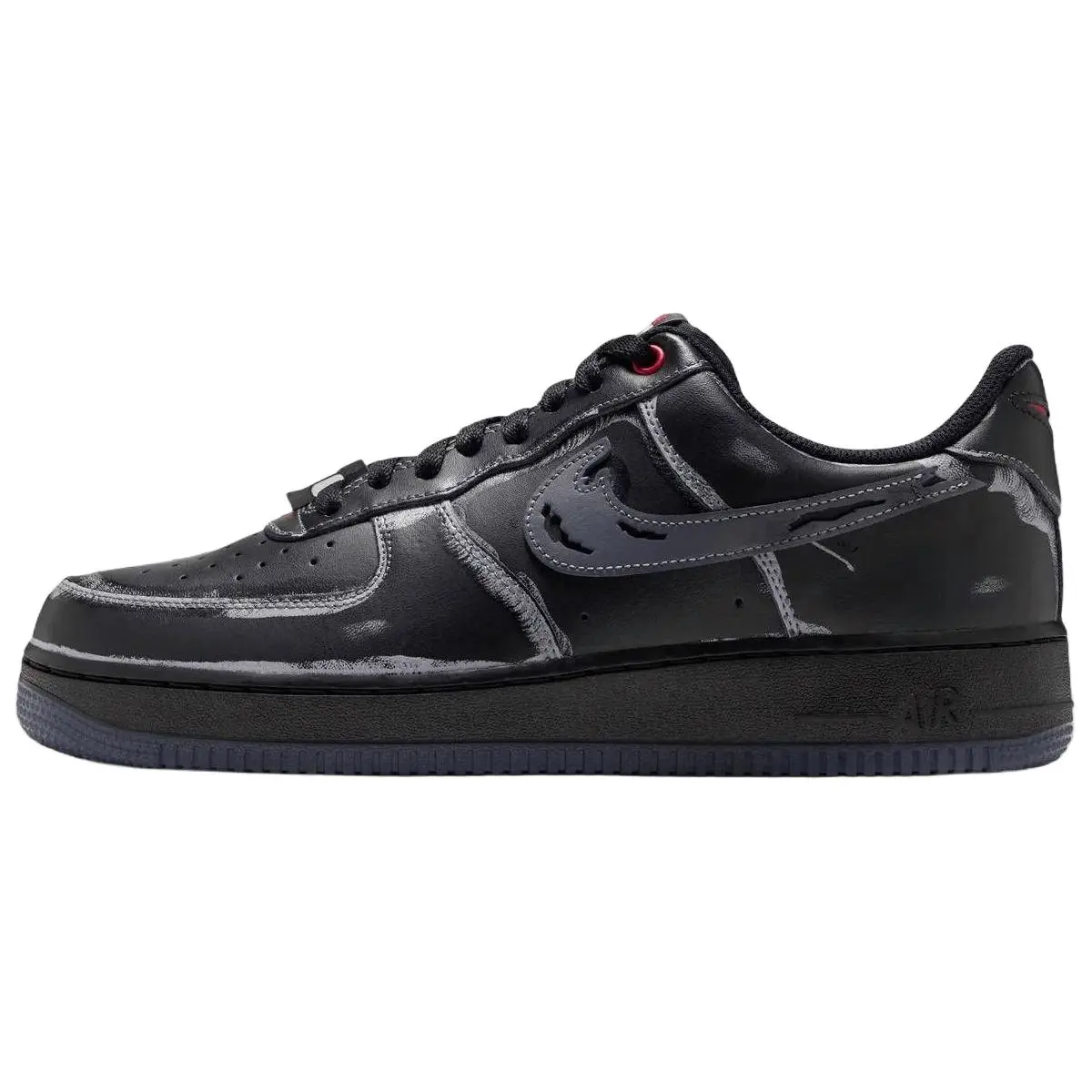 Nike Air Force 1 Low 'Ghostface Black' (Unisex) Black/Summit White-Gym Red-Metallic Silver sneakers IZ1207 010