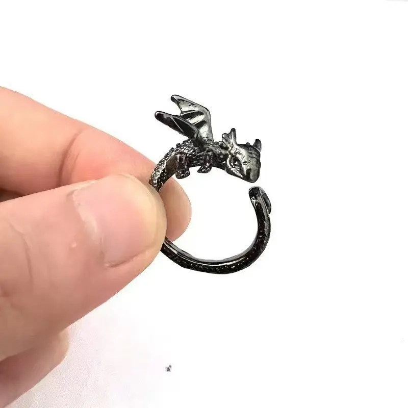 Minimalist Dragon Open Ring for Women, Chic Adjustable Charm Band, Unique Jewelry for Casual Daily Wear, Open Ring Shape, Dragon Motif, Unique Charm, Chic Charm, Unique Look