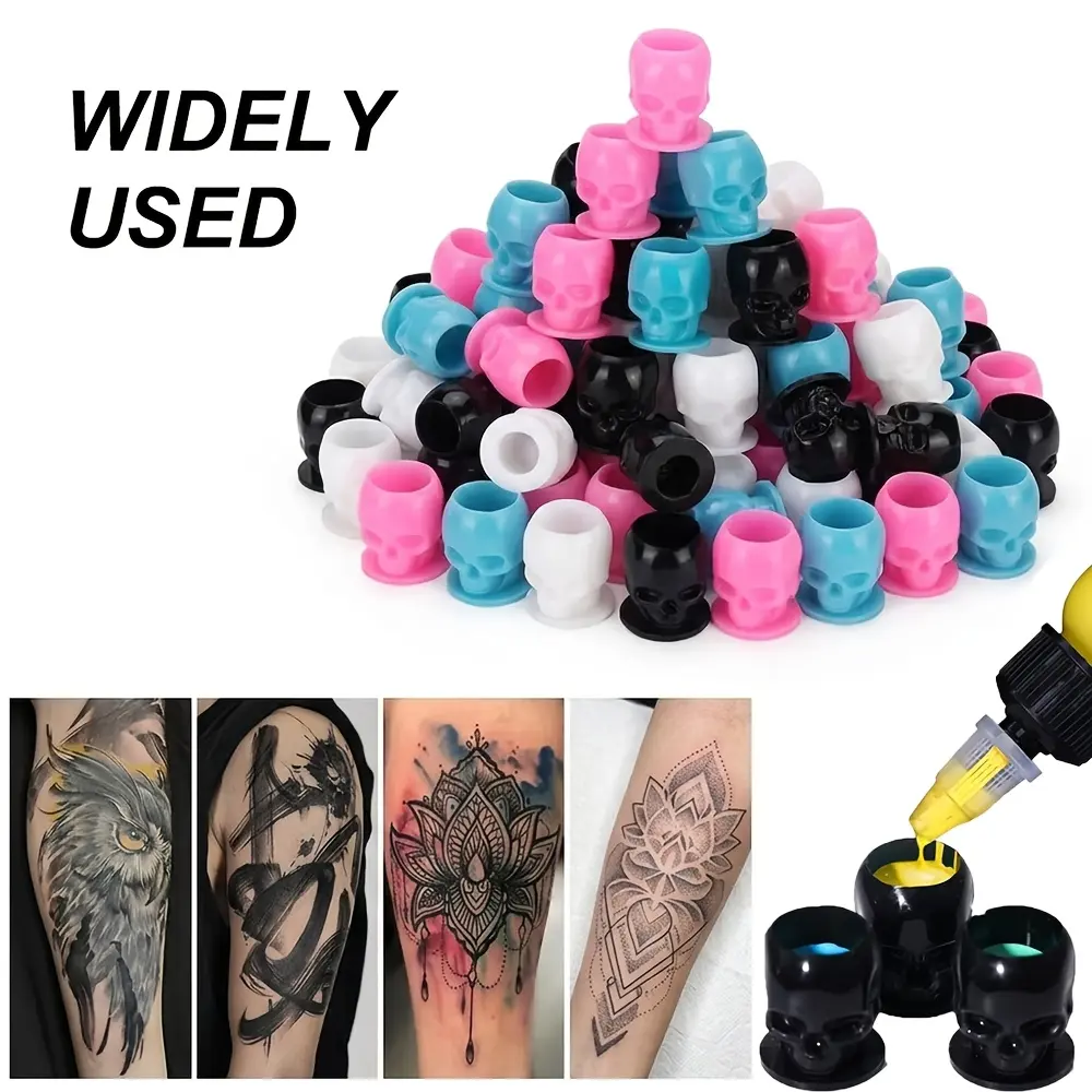 Skull Tattoo Color Cup, Black And Pink, Tattoo Supplies, Art Design, Tattoo Additions/Supplies, Tattoo Studio Additions, Tattoo Stand, Tattoo Equipment
