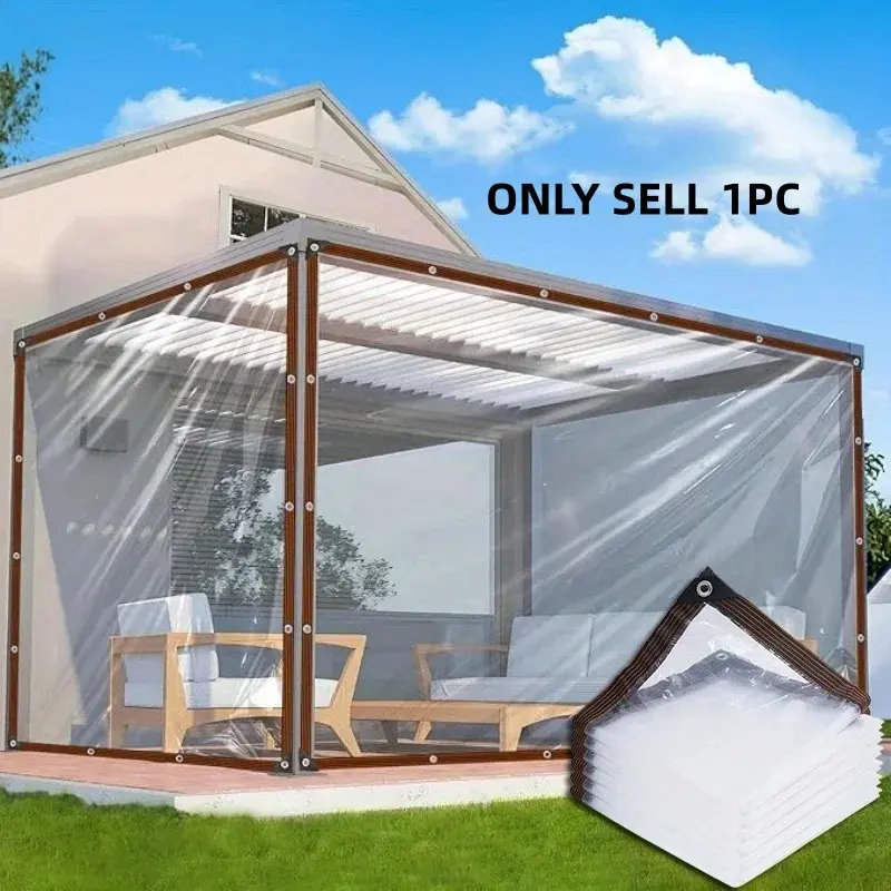 Transparent Waterproof Shed with Gasket, Outdoor PE Plastic Cloth Wrapped with Perforated Rainproof Cloth for Outdoor Gardens, Greenhouse Plant Protection, Terraces, Roofs, Porches, and Chicken Coops