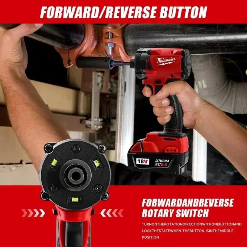 Milwaukee Cordless Impact Durable Drill 18V Lithium Battery Brushless High Torque Electric Tool