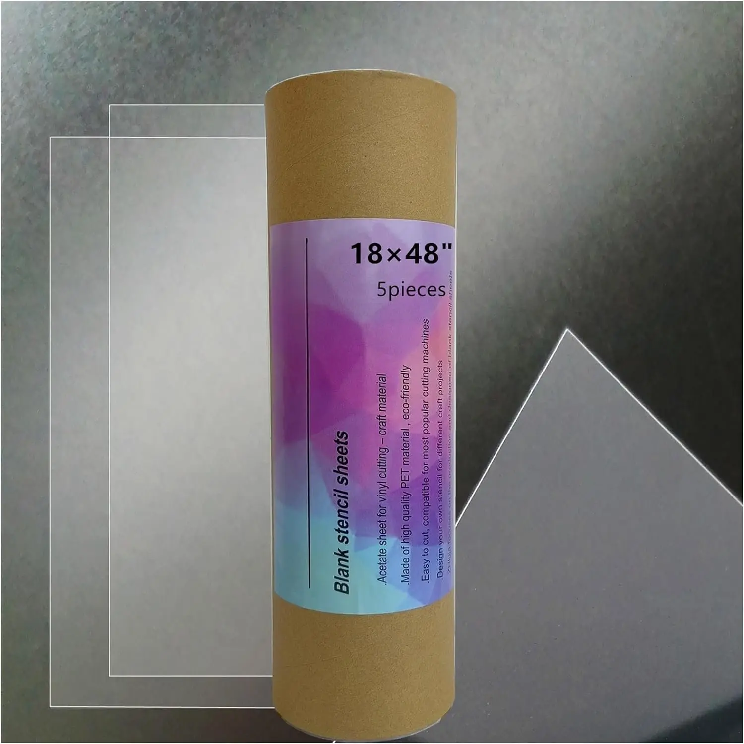 Clear Craft Plastic Sheets, Blank Stencil 18" x 48" 5  and Flexible Transparent Acetate Mylar Sheet for Cricut
