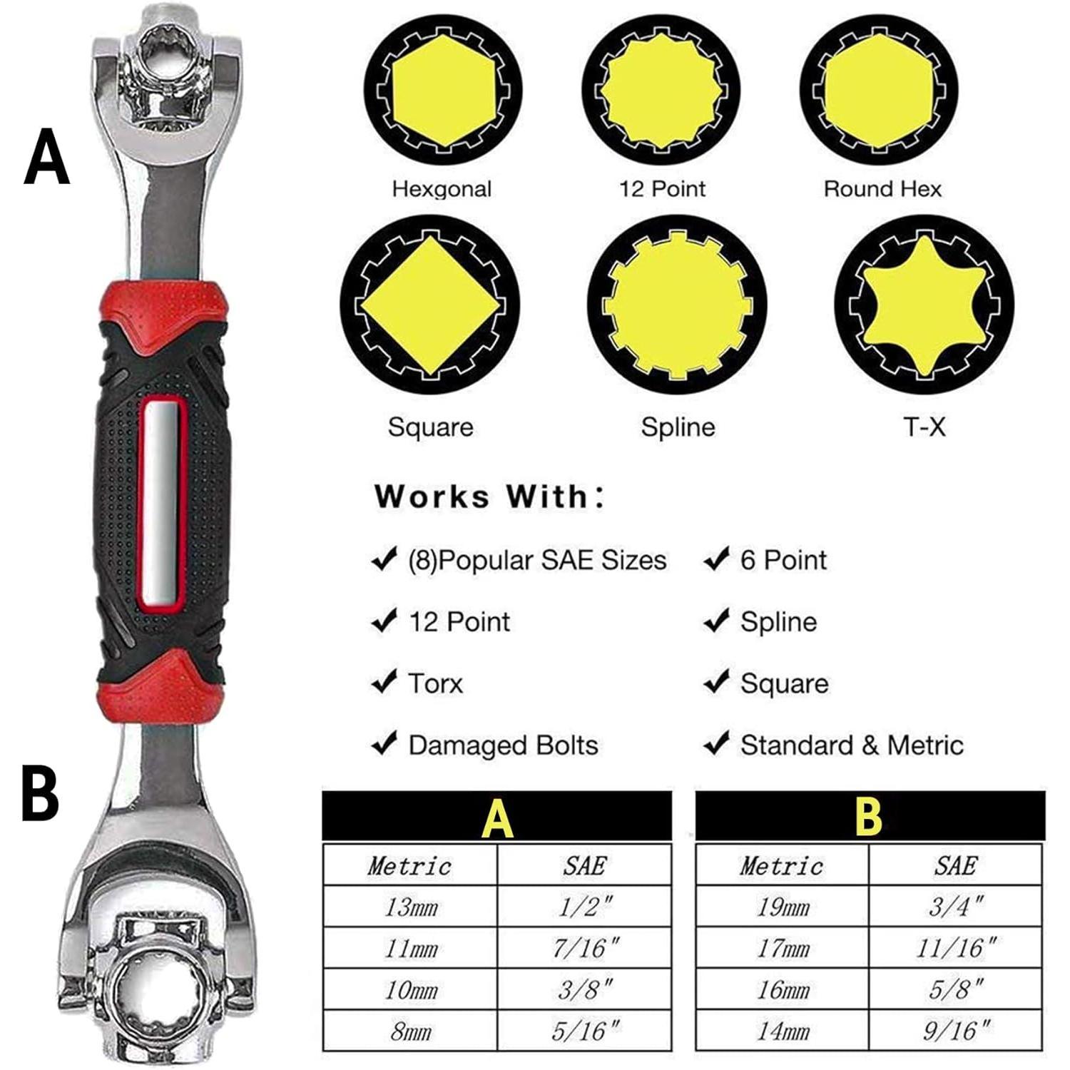 Universal Wrench 52 in 1 Socket Wrench Multifunction Wrenches Tool with 360? Rotating , Spanner Tool for  and Bicycle  Repair