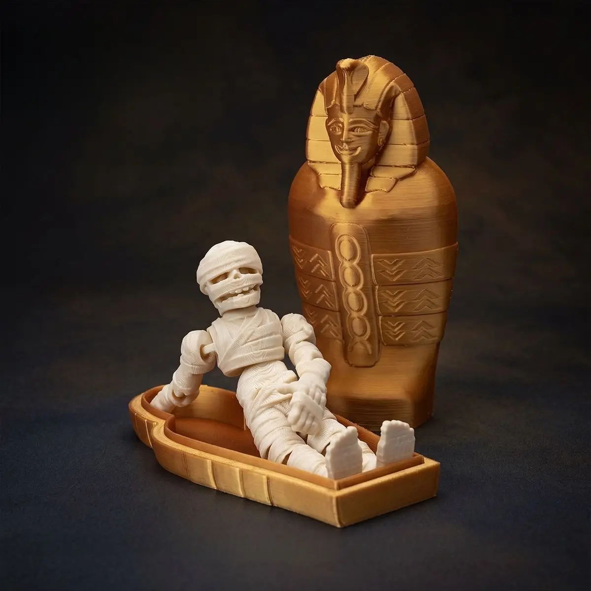 3D Printed Egyptian Mummy Pharaoh Movable Figurine Fridge Magnet Festival Decoration Collectible