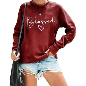 Blessed Sweatshirt for Women Letter Print Lightweight Thanksgiving Pullover Tops BlouseGift