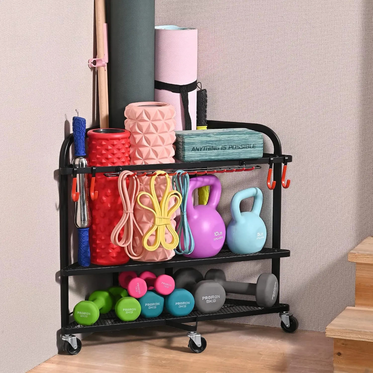 Weight Rack for Dumbbells,  Gym Storage for Dumbbells Yoga Mat Kettlebells, Yoga Mat Storage Rack for Garage,  Gym