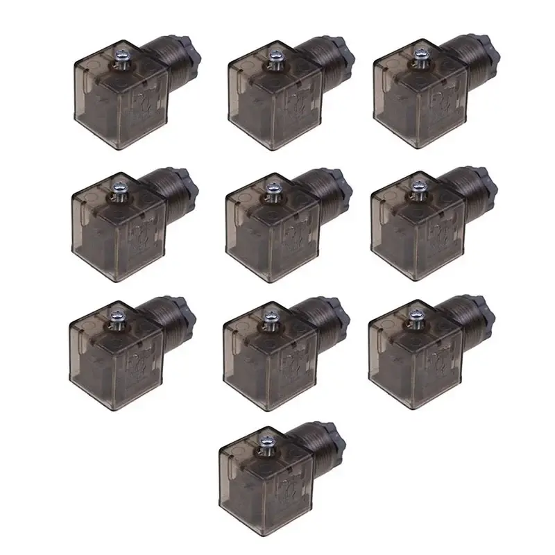 FridayParts 10-Piece DIN 43650-A PG11 Solenoid Coil Connector Socket Bulk Pack, 24V DC Power Socket with LED, Electrical Equipment Accessory