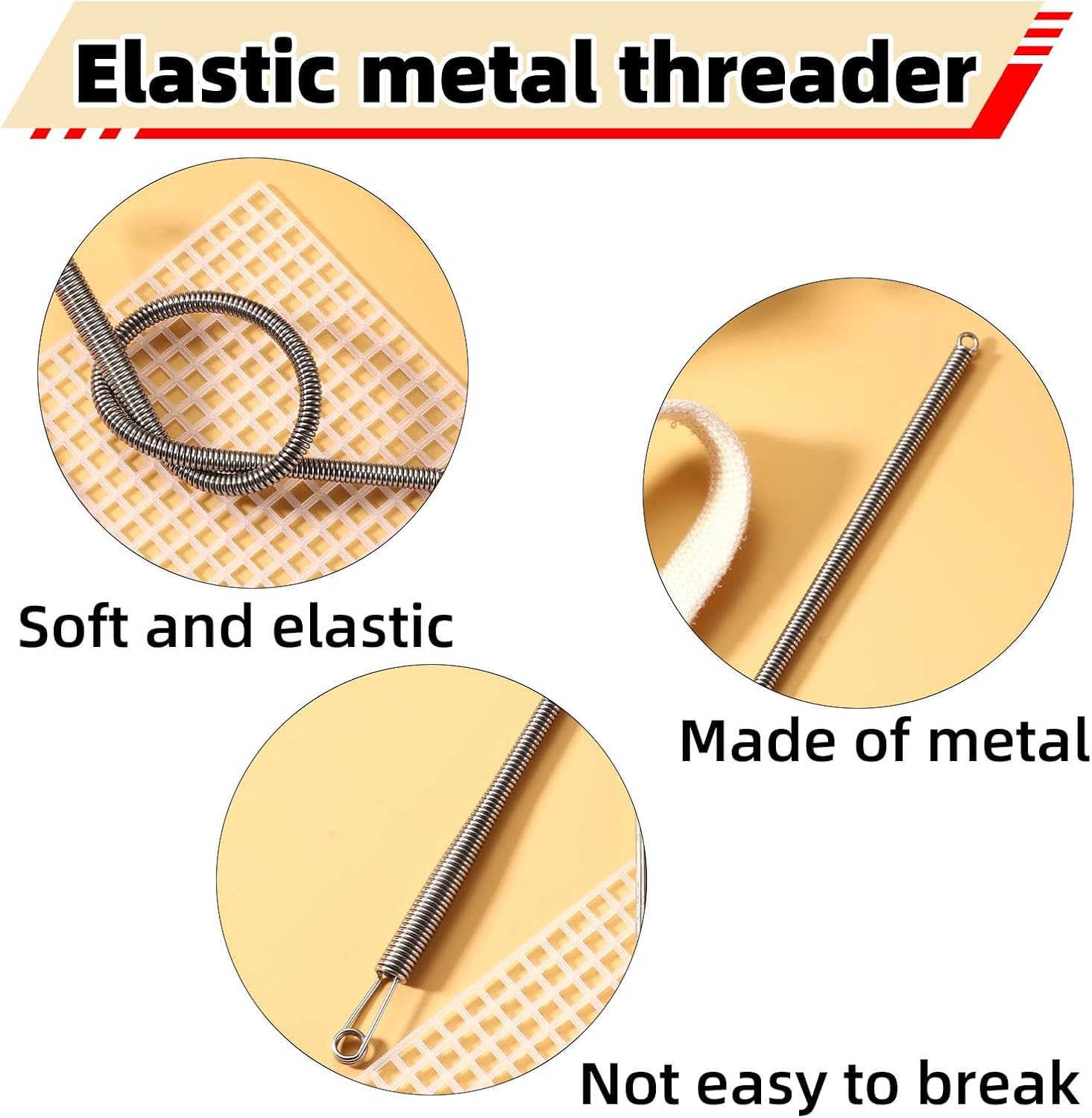 3pcs Spring Drawstring Threader Tool, Rope Threader Clip Metal Elastic Drawstring Puller String Replacement Threading Tool for Hoodies Pants Jackets Coat Sweatpants