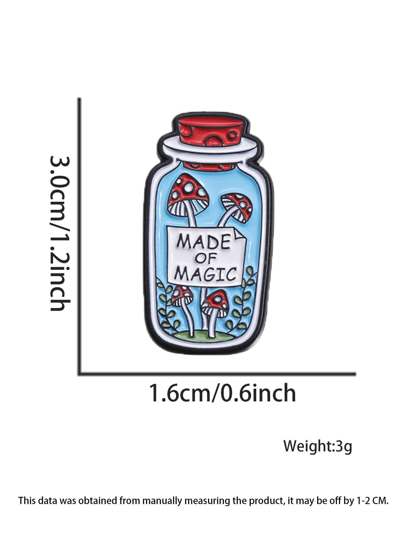 Creative Letter & Mushroom Decoration Bottle Design Brooch, Fashion Alloy Accessories for Women & Men, Suitable for Backpacks & Hats Decoration Fixed Buckle, Casual Zinc Alloy Jewelry for Men & Women, Hat Pins, Fashion Accessory