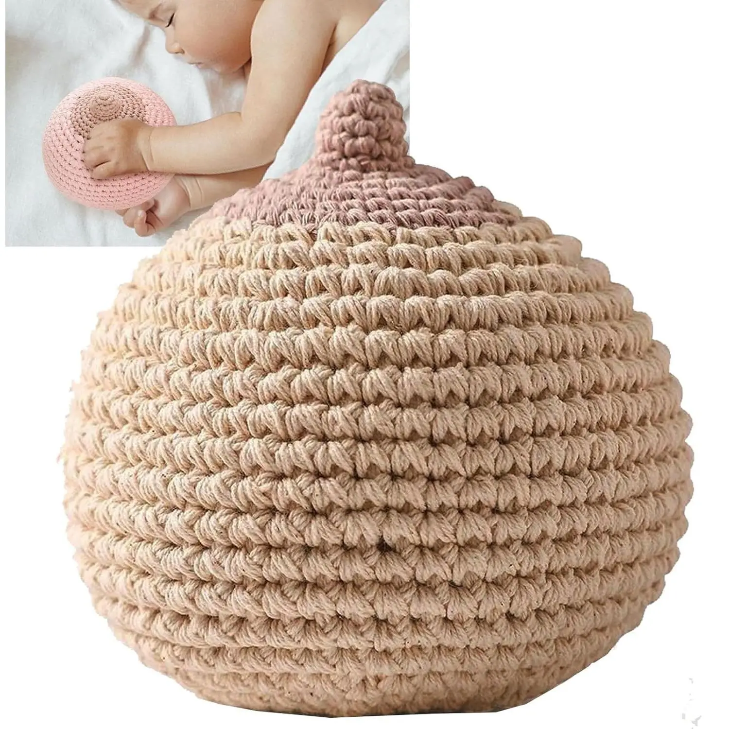 Crochet Lactation Practice Model - Nursing Practice Teaching Aid with Soft Cotton Simulation Nipple for Latch Training, Ideal for Lactation Consultants & New Moms, Compact