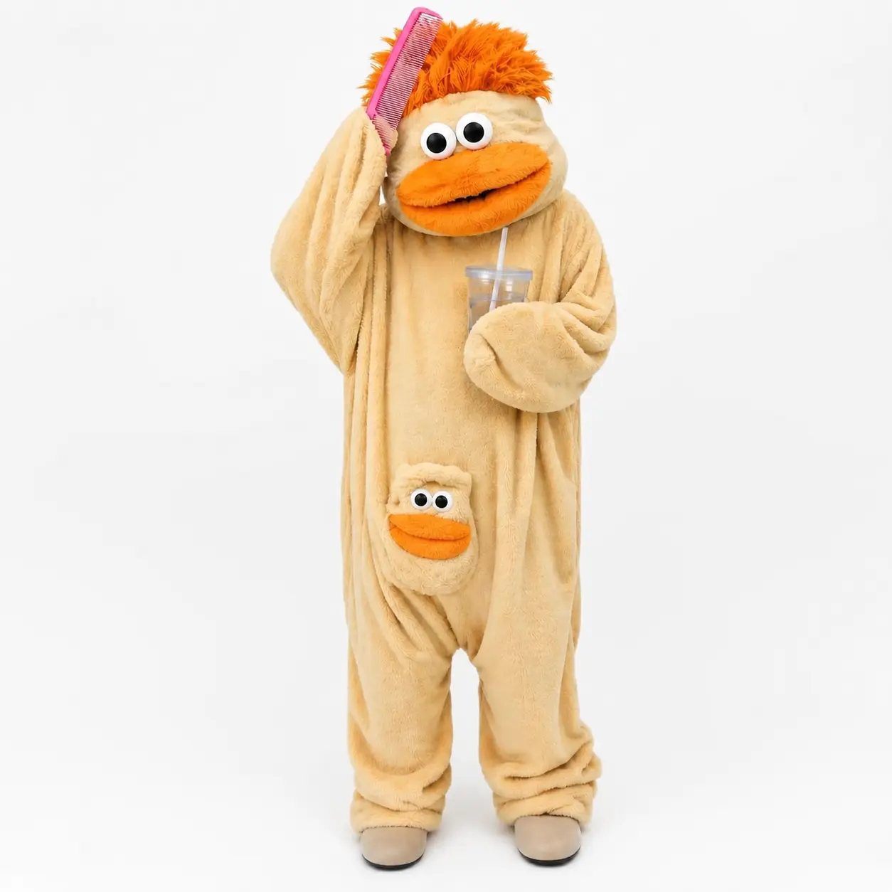 Oversize Sherpa Fleece Full Body Onesie - Cursed Comfort Thick Plush Lounge Set for Women, Upgraded Pajamas with Free Comb & Matching Foot Covers, Machine Washable Gag Gift for Teen Halloween Sleepovers