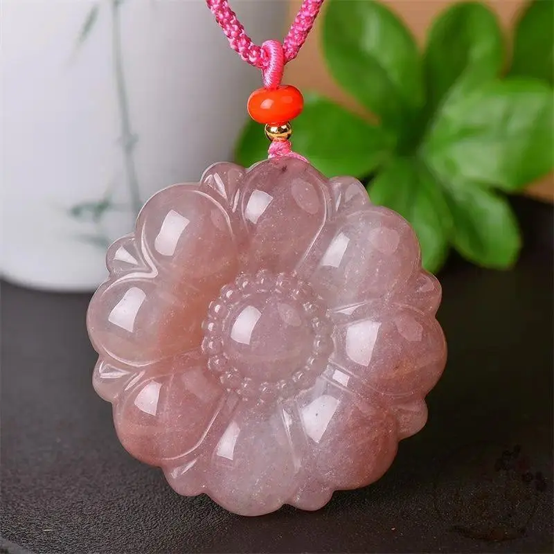 Flower Chain Necklace with Ruyi Inspired Golden Silk Jade Pendant, Rich Auspicious Versatile Jewelry for Women, Long Chain Necklace, Fashion Boutique